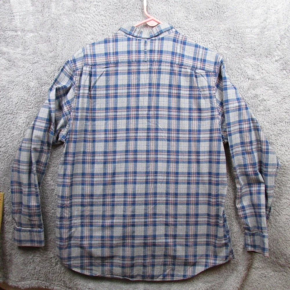 Banana Republic Flannel Shirt Mens XL Blue Gray Plaid Luxe Slim‎ Fit Button Down